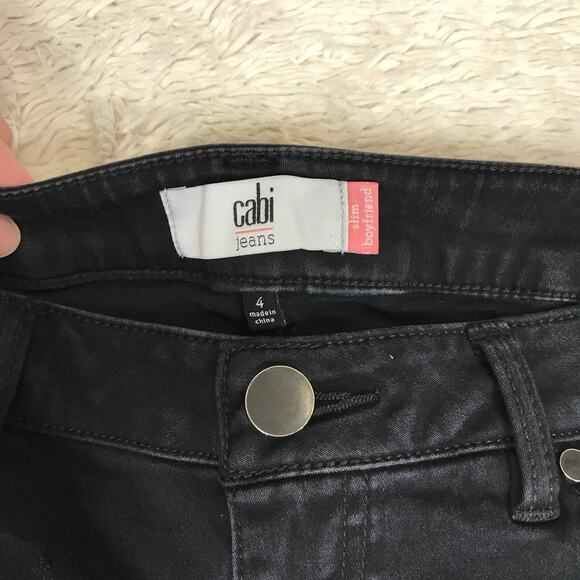 CAbi #3387 Slim Boyfriend Distressed Black Jeans 4 / 27 Capsule Wardrobe Staple - Picture 4 of 10